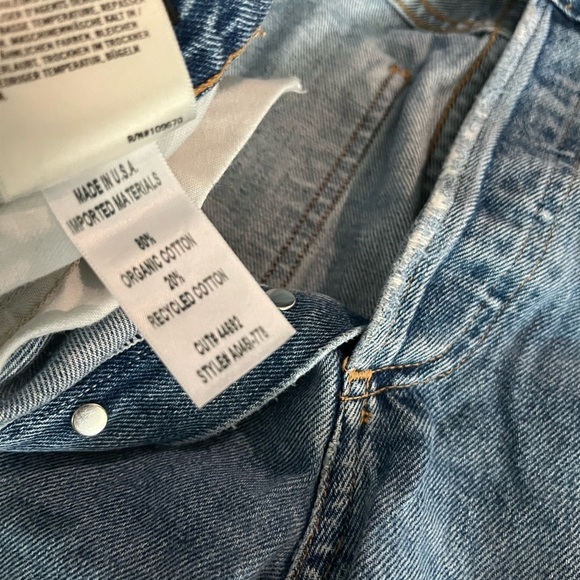 [W24Ins27”]Agolde Feel Good Blue Straight-Leg Button Fly Jeans Distressed Flaw - Picture 8 of 12